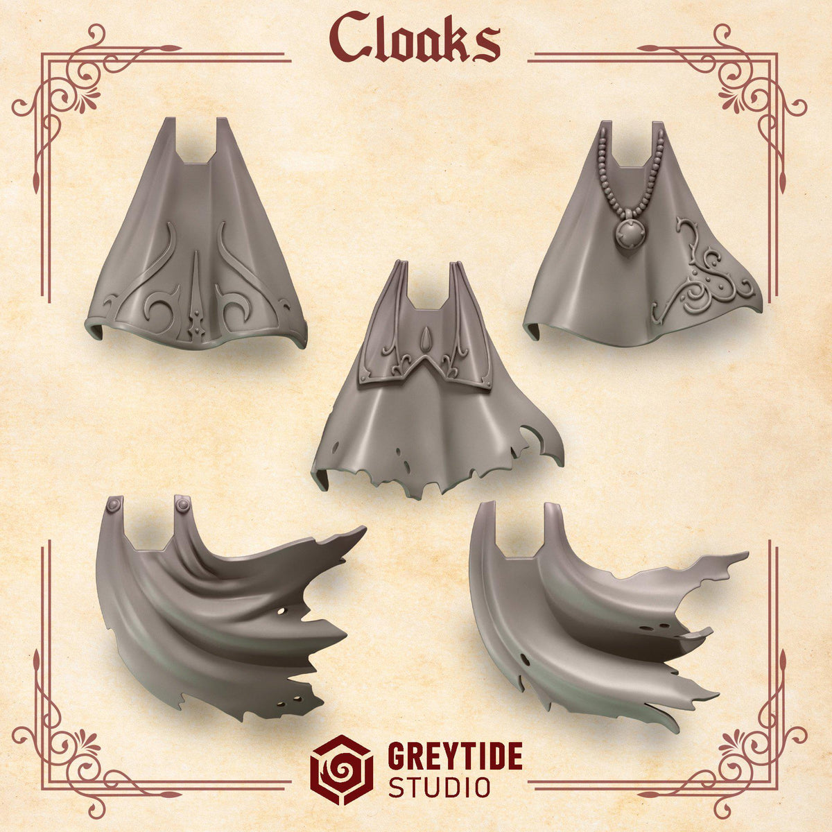 Crimson Lords Capes – Blood Angels Compatible Bits, GreyTide Studio – 3D printed 16K resin bits – photo 3 of 3