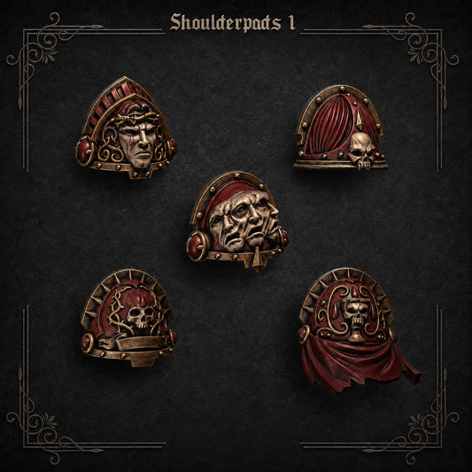 Crimson Lords Shoulderpads #1 – Blood Angels Compatible Bits, GreyTide Studio – 3D printed 16K resin bits – main photo