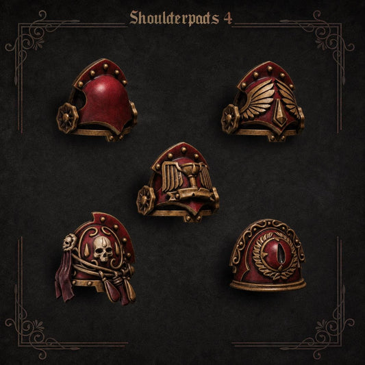 Crimson Lords Shoulderpads #4 – Blood Angels Compatible Bits, GreyTide Studio – 3D printed 16K resin bits – main photo