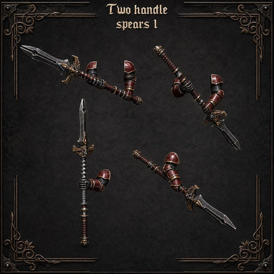 Crimson Lords Two handed spears #1 – Blood Angels Compatible Bits, GreyTide Studio – 3D printed 16K resin bits – main photo