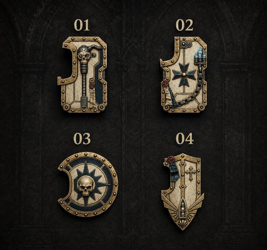Eternal Pilgrims Breacher shields – Dark Angels Compatible Bits, GreyTide Studio – 3D printed 16K resin bits – main photo