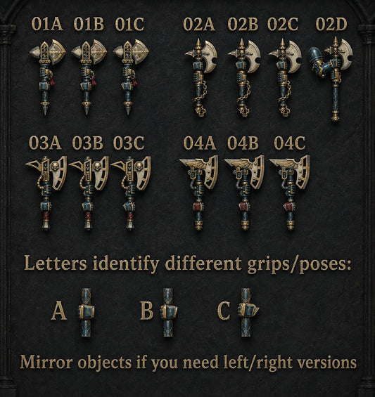 Eternal Pilgrims Axes – Dark Angels Compatible Bits, GreyTide Studio – 3D printed 16K resin bits – main photo