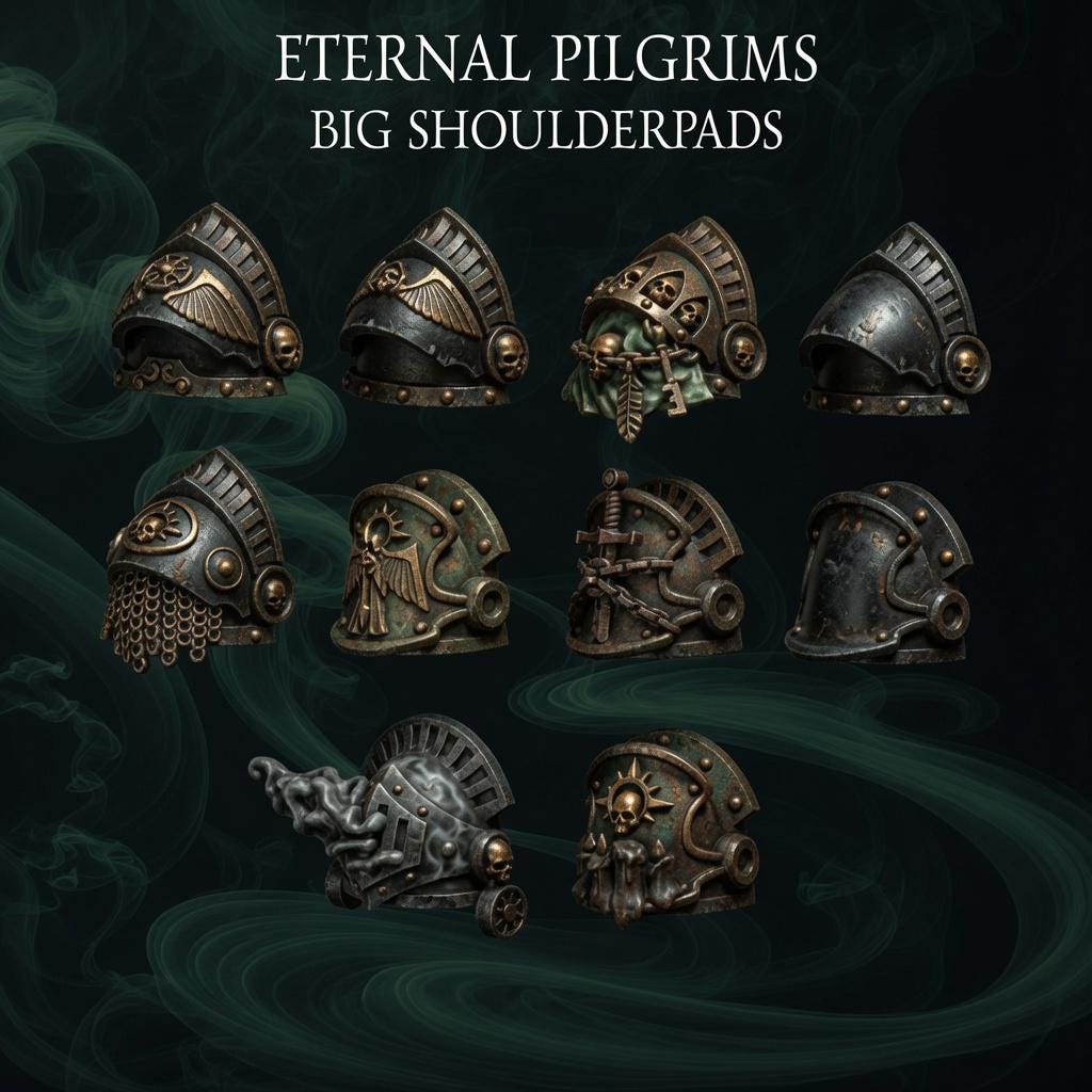 Eternal Pilgrims Termi pack Big shoulderpads – Dark Angels Compatible Bits, GreyTide Studio – 16K resin bits – main photo