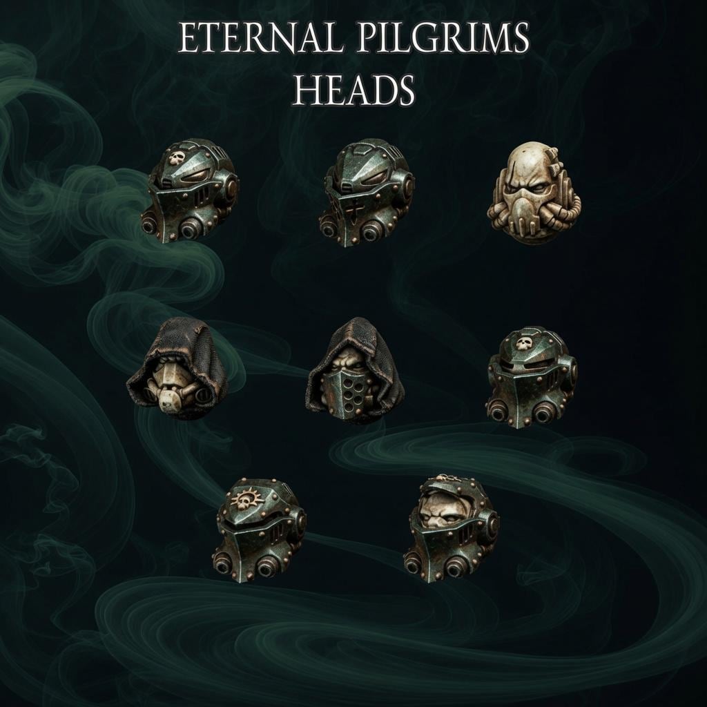 Eternal Pilgrims Termi pack Heads – Dark Angels Compatible Bits, GreyTide Studio – 3D printed 16K resin bits – main photo