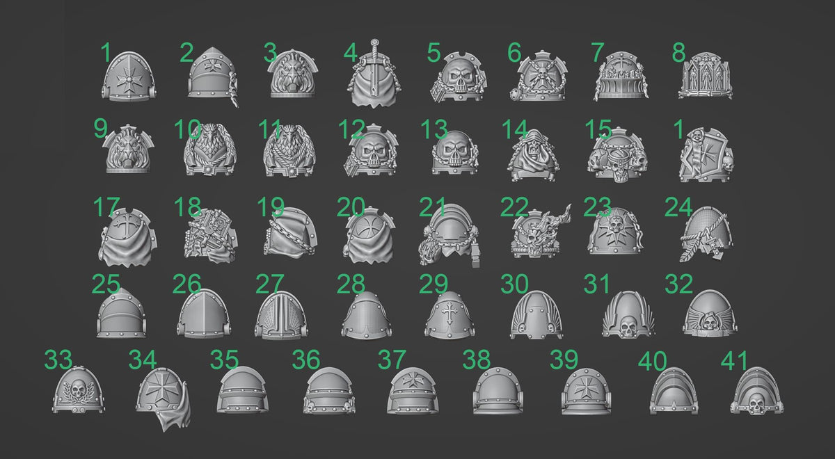 Eternal Pilgrims Shoulder pads – Dark Angels Compatible Bits, GreyTide Studio – 3D printed 16K resin bits – photo 2 of 2