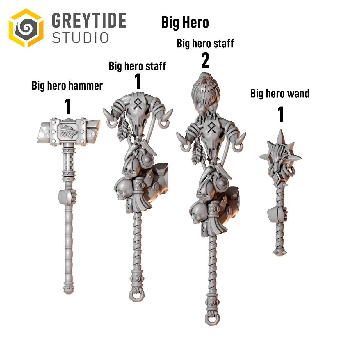 Primal Hounds Big Armor Hero Pack – Space Wolves Compatible Bits, GreyTide Studio – 3D printed 16K resin bits – photo 6 of 6