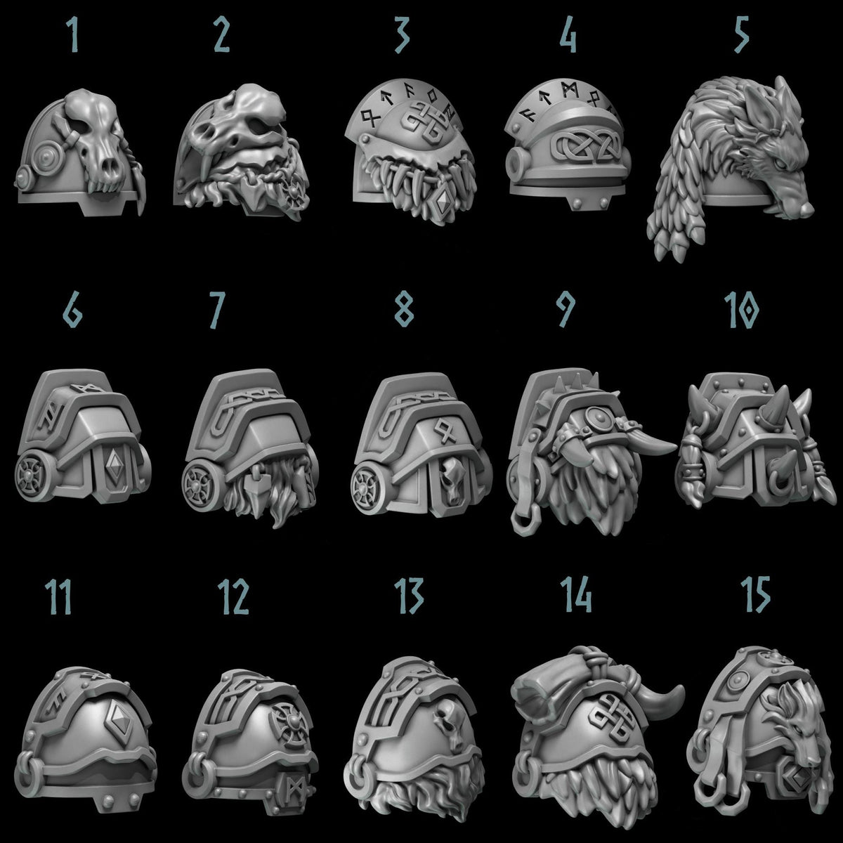 Primal Hounds Big Shoulders – Space Wolves Compatible Bits, GreyTide Studio – 3D printed 16K resin bits – photo 2 of 2