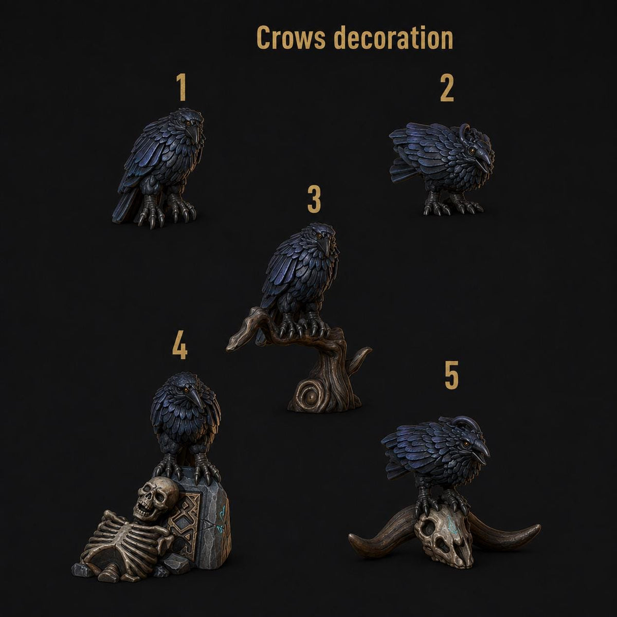 Primal Hounds Crows Decoration – Space Wolves Compatible Bits, GreyTide Studio – 3D printed 16K resin bits – main photo