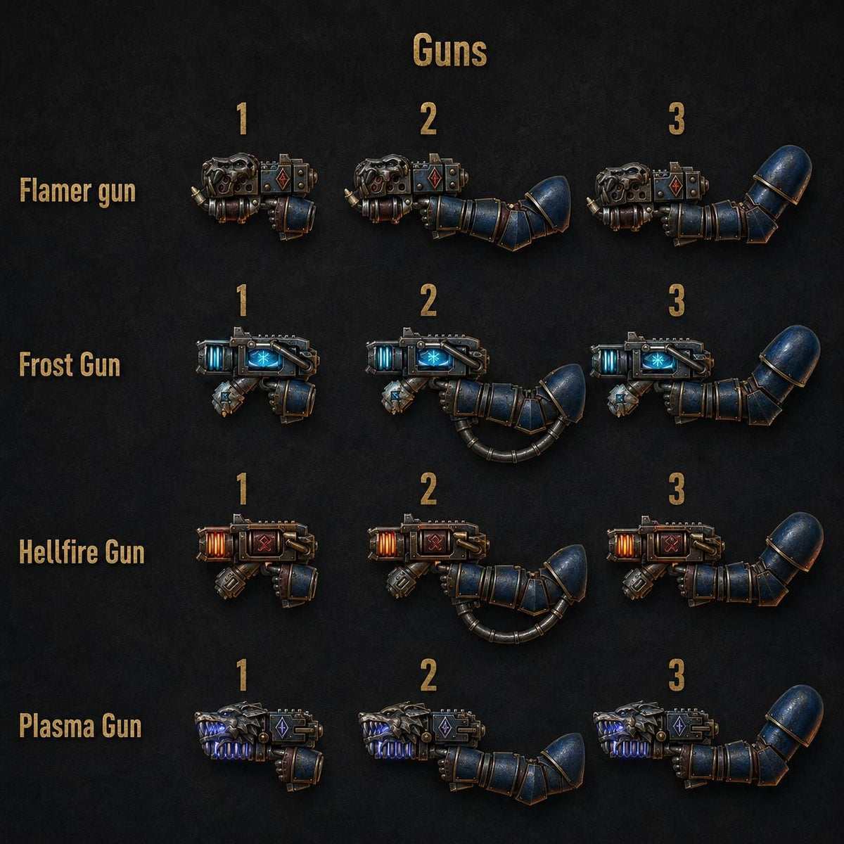 Primal Hounds Guns – Space Wolves Compatible Bits, GreyTide Studio – 3D printed 16K resin bits – main photo