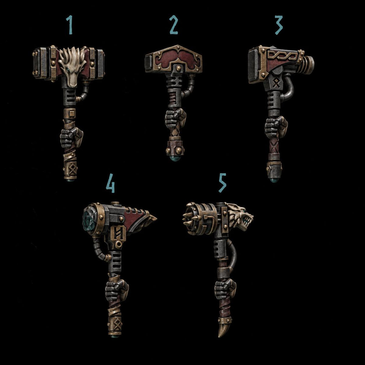 Primal Hounds Hammers – Space Wolves Compatible Bits, GreyTide Studio – 3D printed 16K resin bits – main photo