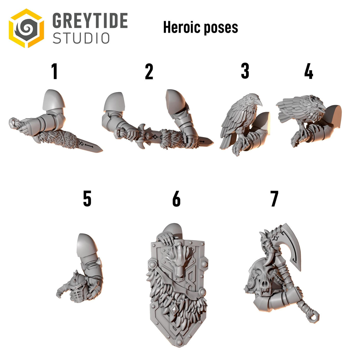 Primal Hounds Heroic Poses – Space Wolves Compatible Bits, GreyTide Studio – 3D printed 16K resin bits – photo 2 of 3