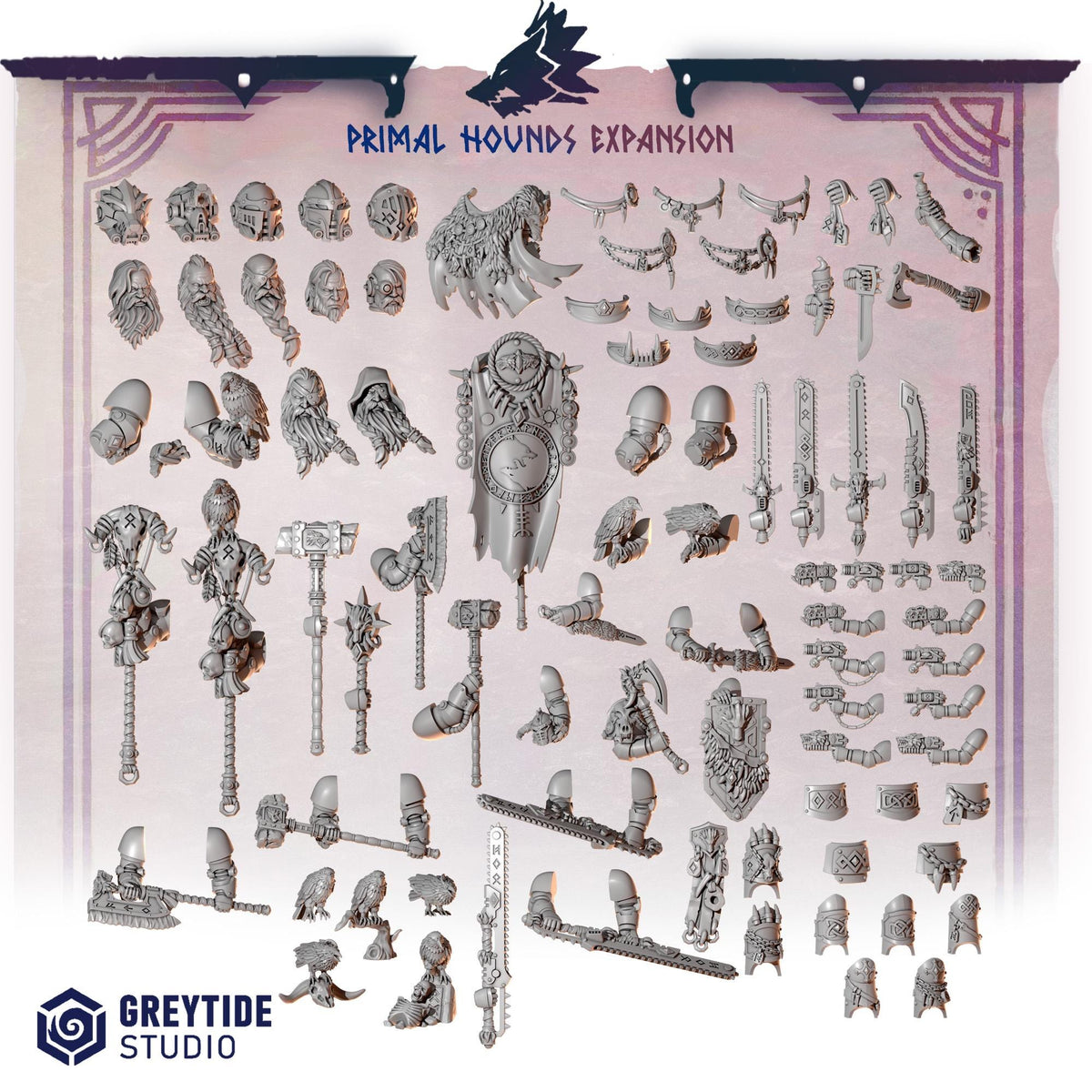 Primal Hounds Heroic Poses – Space Wolves Compatible Bits, GreyTide Studio – 3D printed 16K resin bits – photo 3 of 3