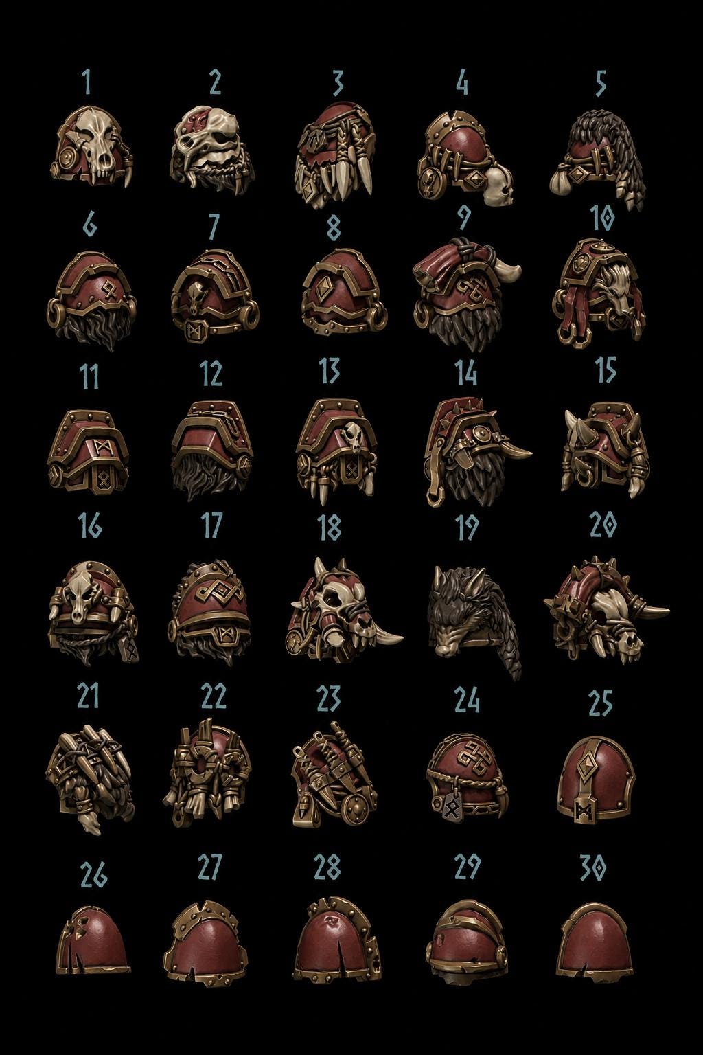 Primal Hounds Shoulder Pads – Space Wolves Compatible Bits, GreyTide Studio – 3D printed 16K resin bits – main photo
