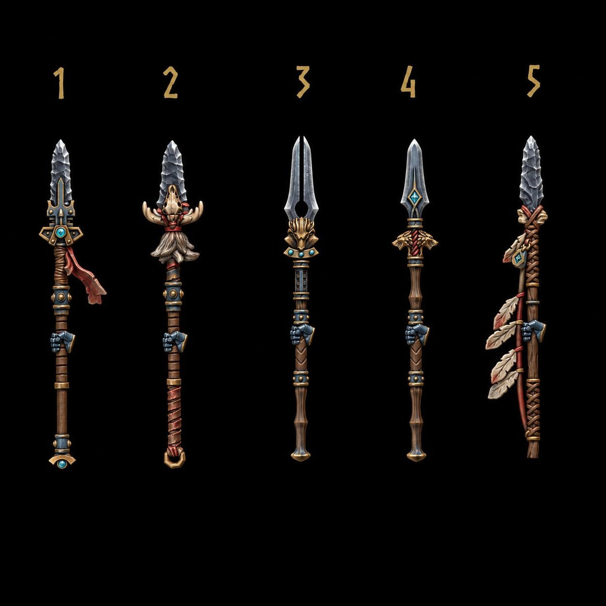 Primal Hounds Spears – Space Wolves Compatible Bits, GreyTide Studio – 3D printed 16K resin bits – main photo