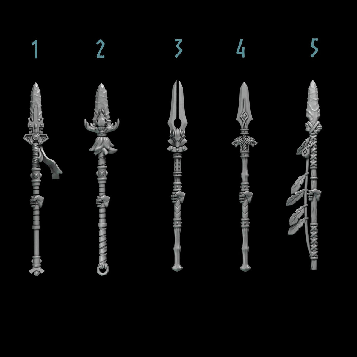 Primal Hounds Spears – Space Wolves Compatible Bits, GreyTide Studio – 3D printed 16K resin bits – photo 2 of 2