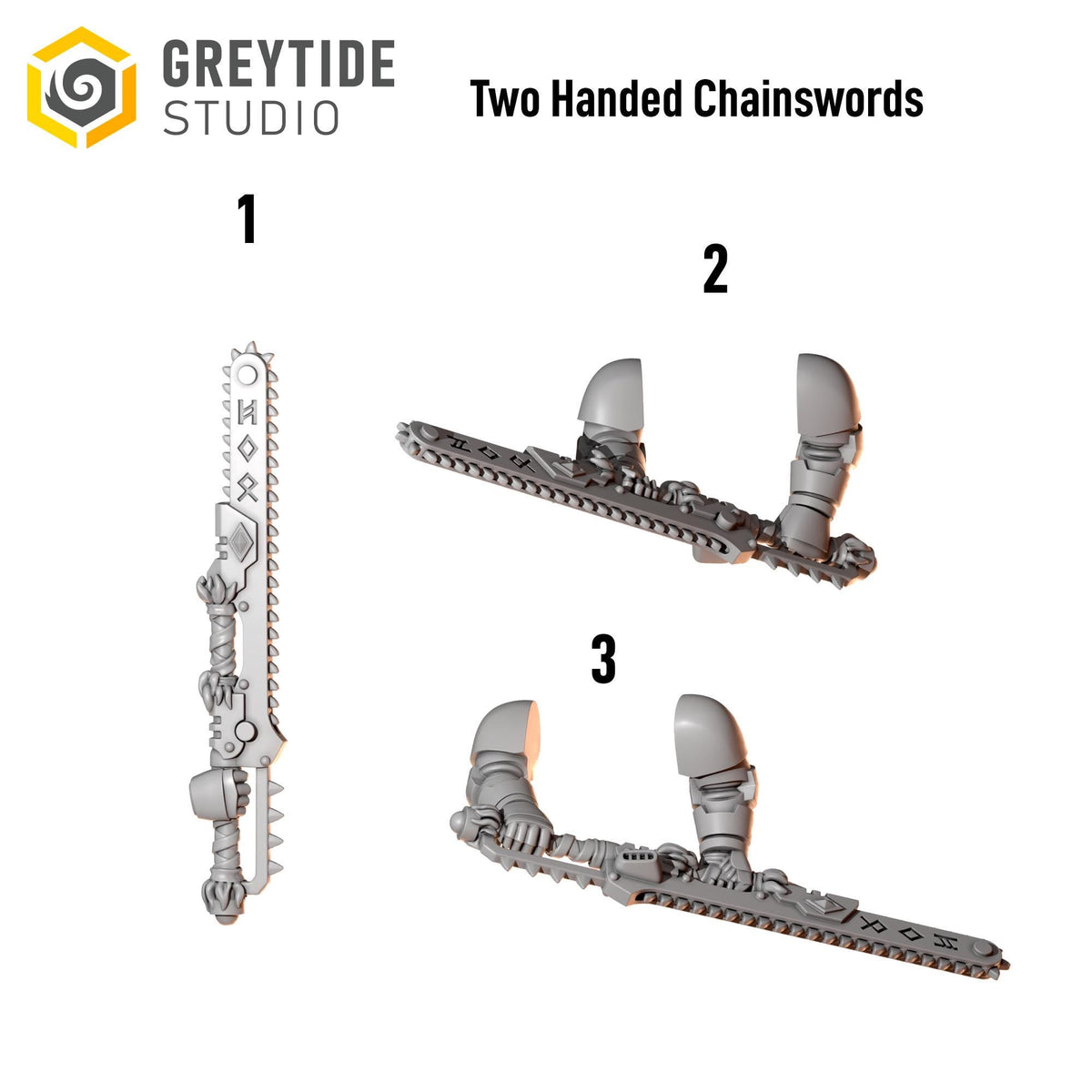 Primal Hounds Two Handed Chainswords – Space Wolves Compatible Bits, GreyTide Studio – 16K resin bits – photo 2 of 2