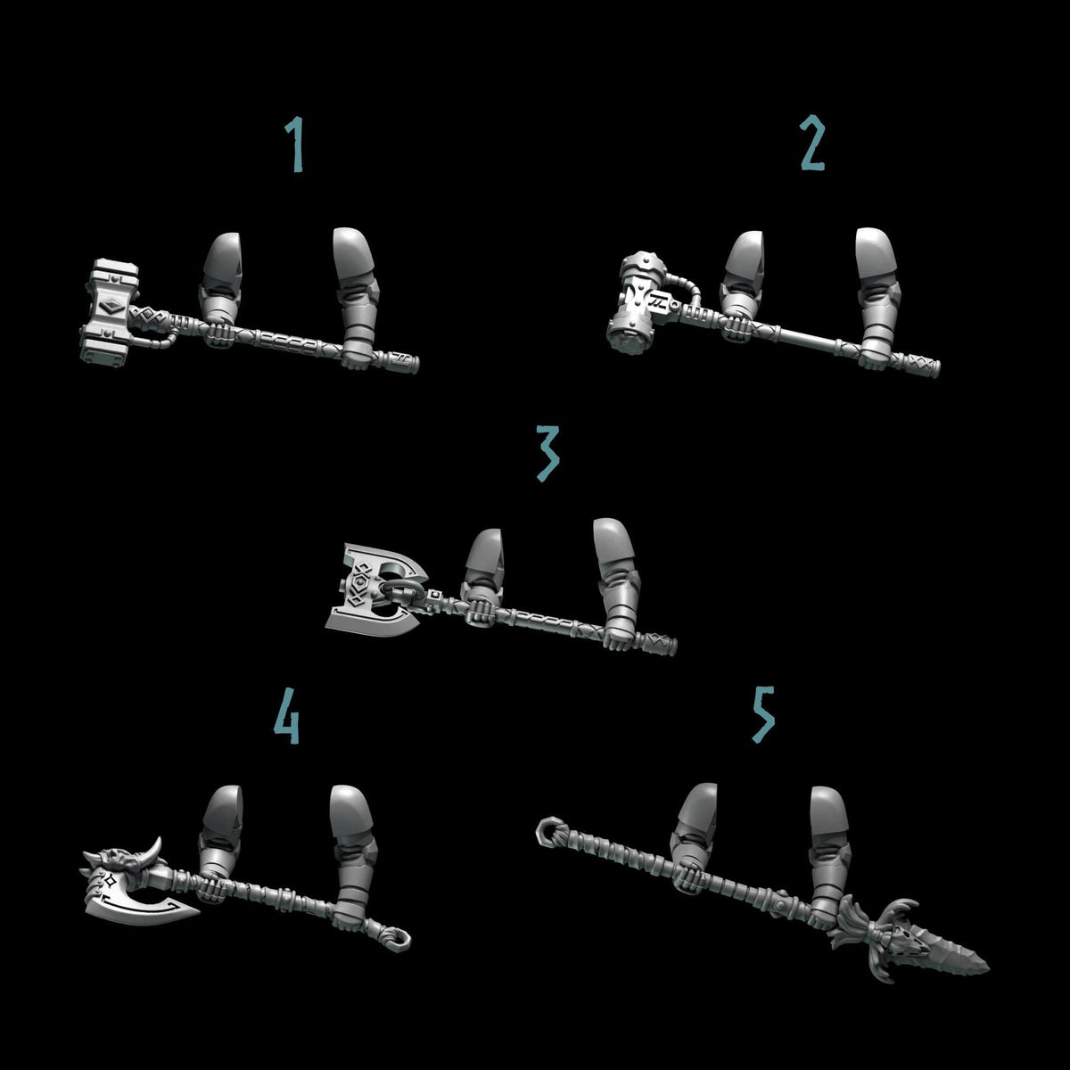 Primal Hounds Two Handed Weapons – Space Wolves Compatible Bits, GreyTide Studio – 3D printed 16K resin bits – photo 2 of 2