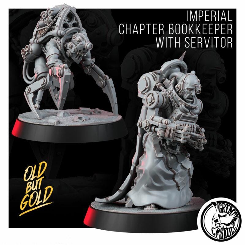 Imperial Bookkeeper with Servitor – Space Marines Proxy, Wargame Exclusive – 3D printed 16K resin miniature – photo 3 of 7