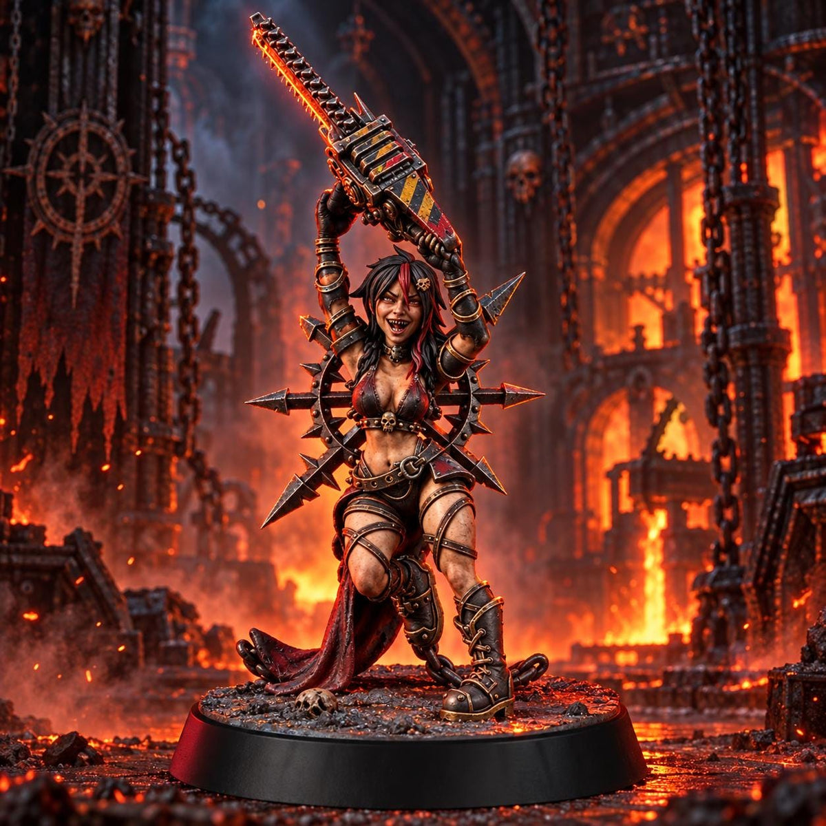 Cultist Chan Chainripper – Chaos Proxy, Wargame Exclusive – 3D printed 16K resin miniature – main photo