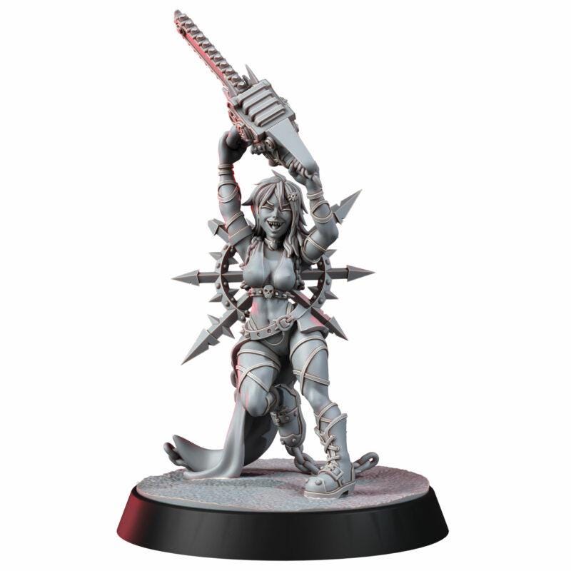 Cultist Chan Chainripper – Chaos Proxy, Wargame Exclusive – 3D printed 16K resin miniature – photo 3 of 5