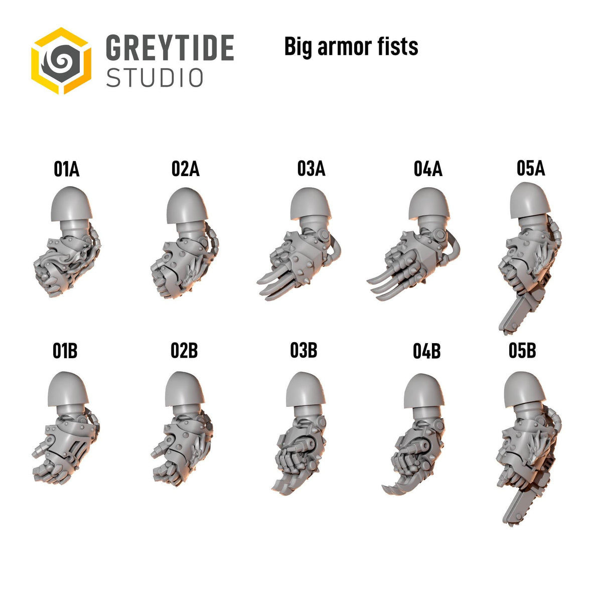 Anvil Wardens Big Armor Fists – Salamanders Compatible Bits, GreyTide Studio – 3D printed 16K resin bits – photo 2 of 2