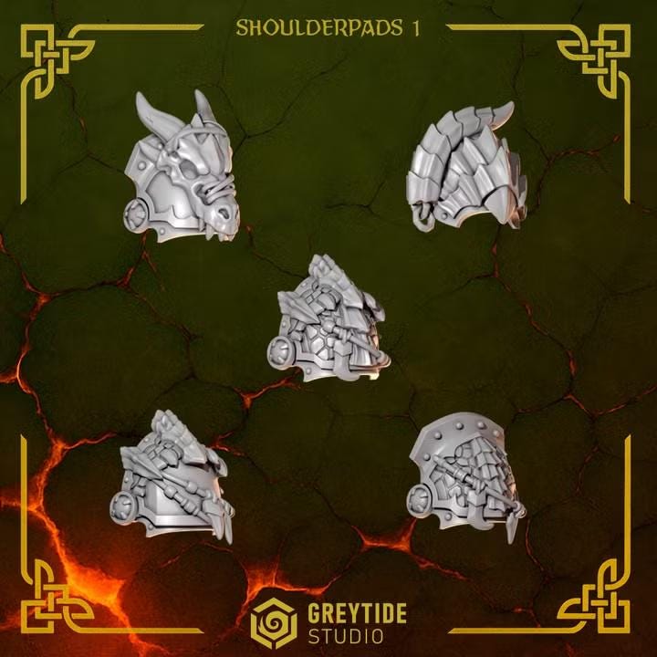 Anvil Wardens Shoulderpads 1 – Salamanders Compatible Bits, GreyTide Studio – 3D printed 16K resin bits – photo 2 of 3