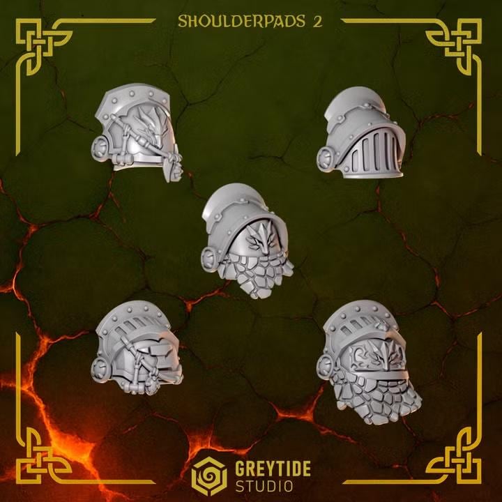 Anvil Wardens Shoulderpads 2 – Salamanders Compatible Bits, GreyTide Studio – 3D printed 16K resin bits – photo 2 of 3