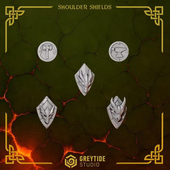 Anvil Wardens Shoulder Shields – Salamanders Compatible Bits, GreyTide Studio – 3D printed 16K resin bits – photo 2 of 2