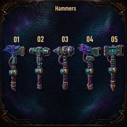 Anvil Wardens Hammers – Salamanders Compatible Bits, GreyTide Studio – 3D printed 16K resin bits – main photo