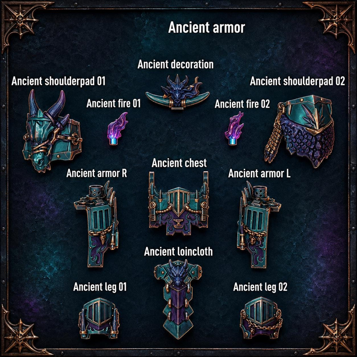 Anvil Wardens Ancient Armor Set – Salamanders Compatible Bits, GreyTide Studio – 3D printed 16K resin bits – main photo