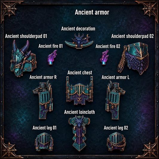 Anvil Wardens Ancient Armor Set – Salamanders Compatible Bits, GreyTide Studio – 3D printed 16K resin bits – main photo