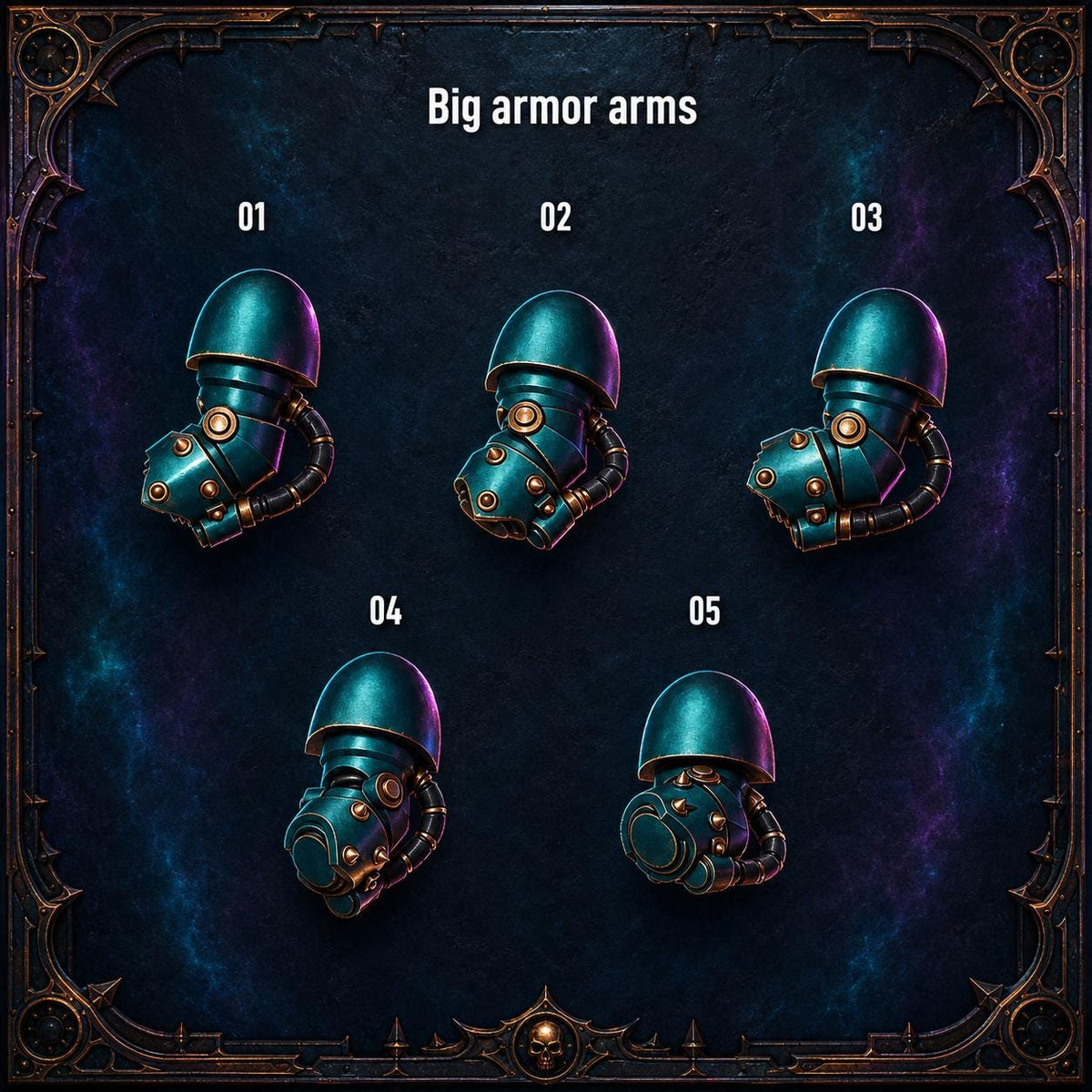 Anvil Wardens Big Armor Arms – Salamanders Compatible Bits, GreyTide Studio – 3D printed 16K resin bits – main photo