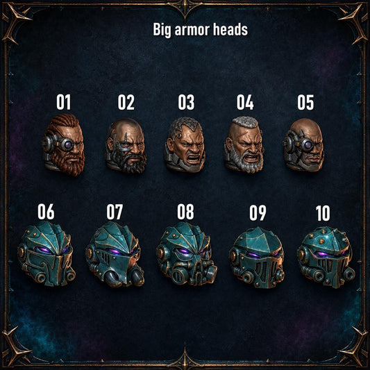 Anvil Wardens Big Armor Heads – Salamanders Compatible Bits, GreyTide Studio – 3D printed 16K resin bits – main photo