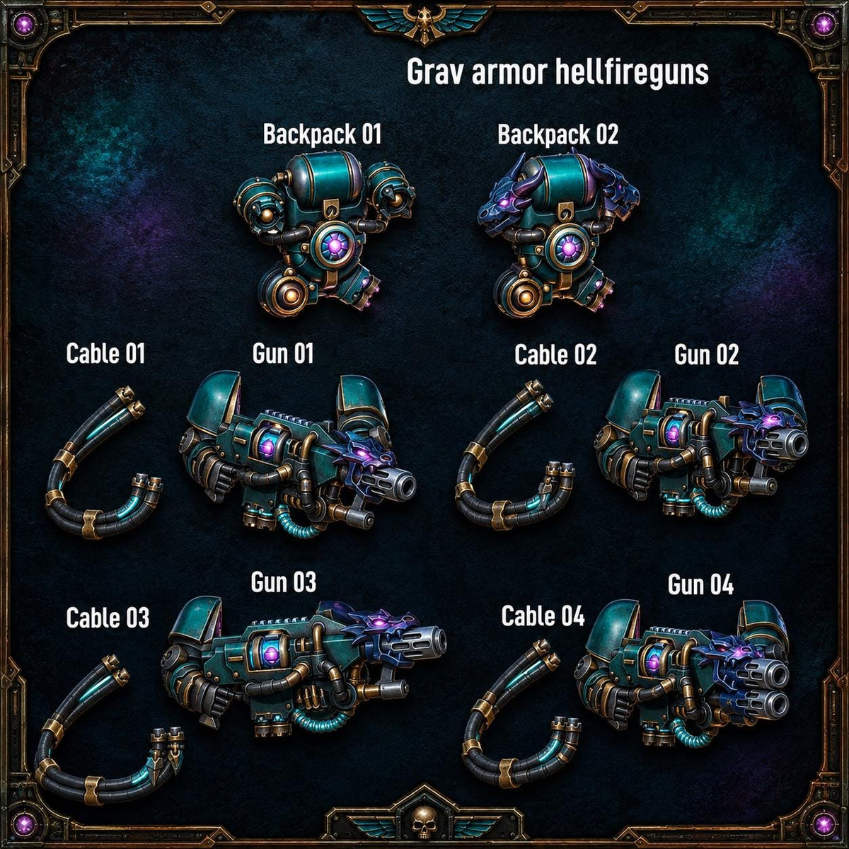 Anvil Wardens Grav Armor Hellfire Guns – Salamanders Compatible Bits, GreyTide Studio – 16K resin bits – main photo