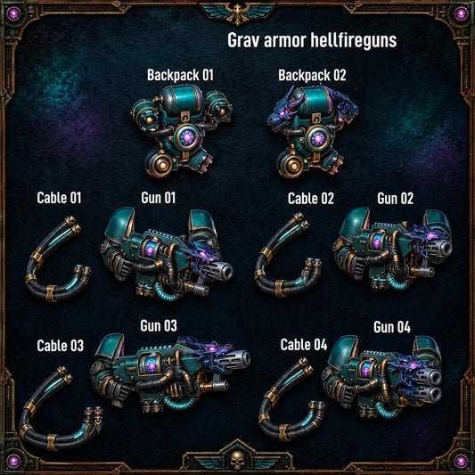 Anvil Wardens Grav Armor Hellfire Guns – Salamanders Compatible Bits, GreyTide Studio – 16K resin bits – main photo