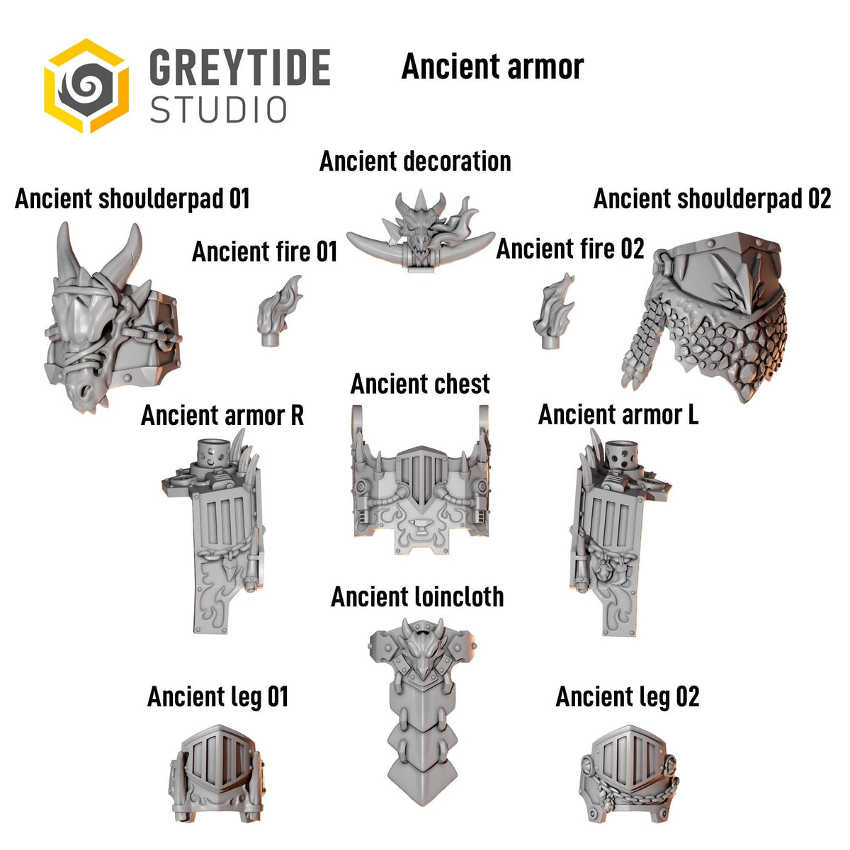 Anvil Wardens Ancient Armor Set – Salamanders Compatible Bits, GreyTide Studio – 3D printed 16K resin bits – photo 2 of 2