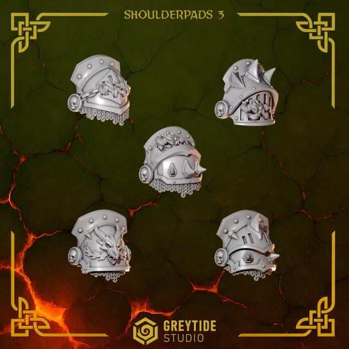 Anvil Wardens Shoulderpads 3 – Salamanders Compatible Bits, GreyTide Studio – 3D printed 16K resin bits – photo 2 of 3