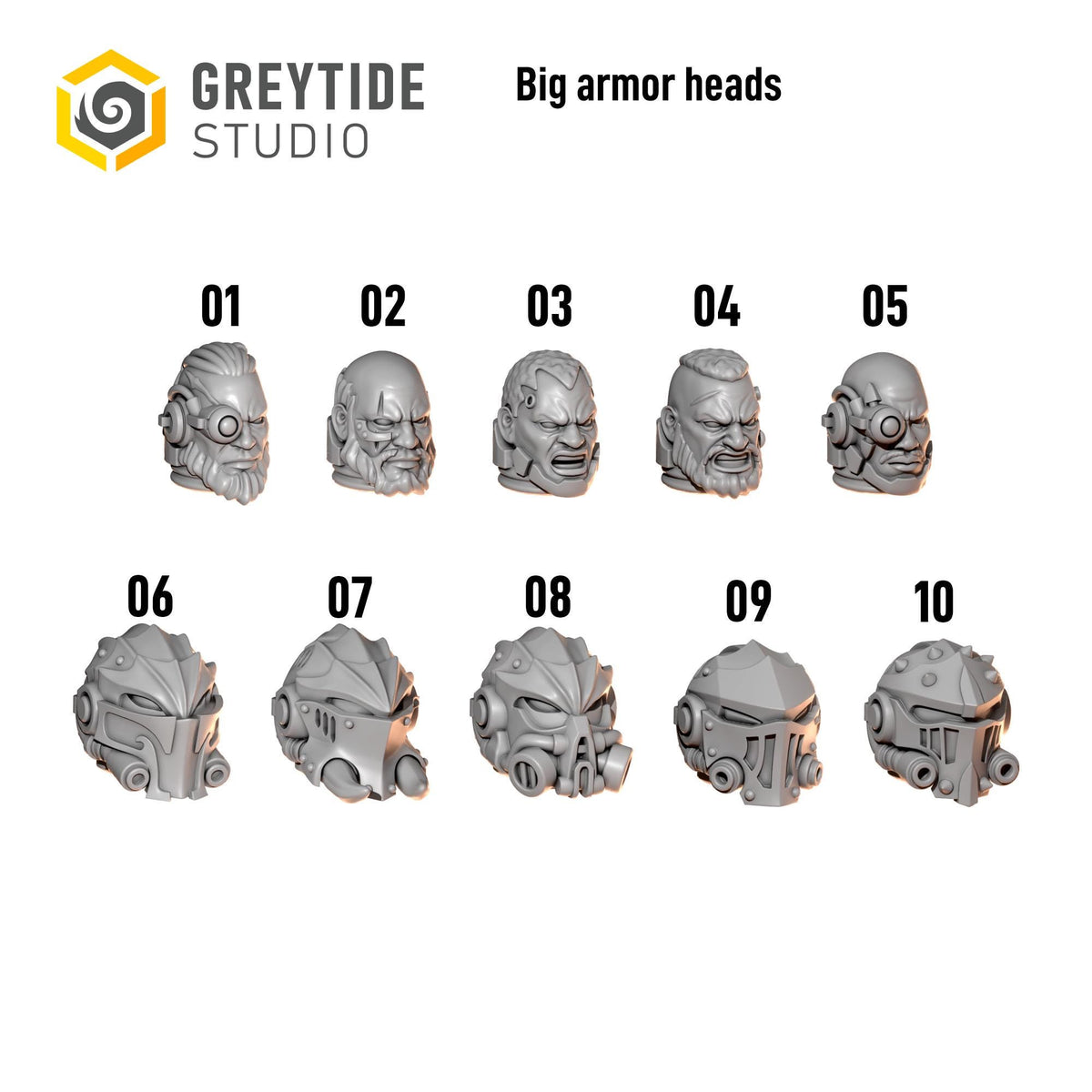 Anvil Wardens Big Armor Heads – Salamanders Compatible Bits, GreyTide Studio – 3D printed 16K resin bits – photo 2 of 2