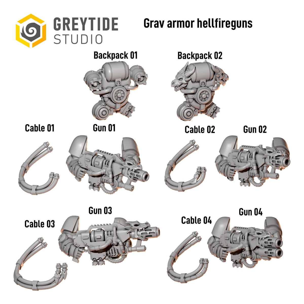 Anvil Wardens Grav Armor Hellfire Guns – Salamanders Compatible Bits, GreyTide Studio – 16K resin bits – photo 2 of 2