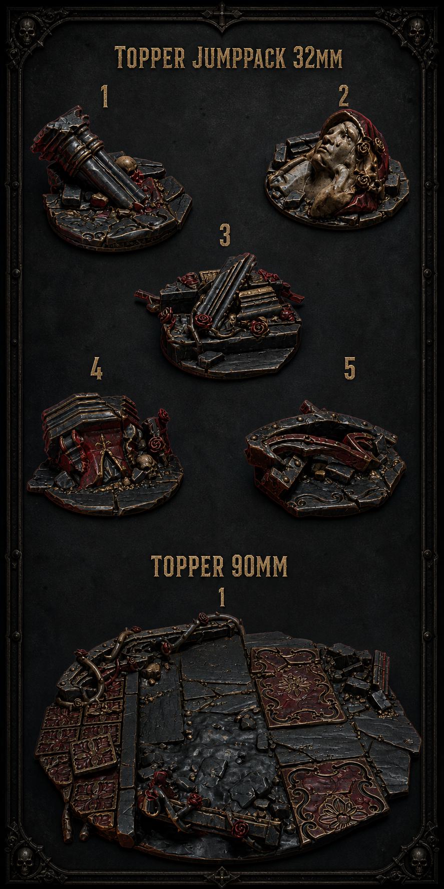 Crimson Lords Toppers Jumppack 32mm and 90mm – Blood Angels Compatible Bits, GreyTide Studio – 16K resin bits – main photo