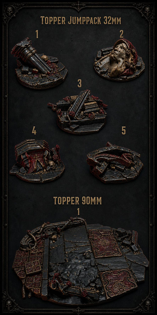 Crimson Lords Toppers Jumppack 32mm and 90mm – Blood Angels Compatible Bits, GreyTide Studio – 16K resin bits – main photo