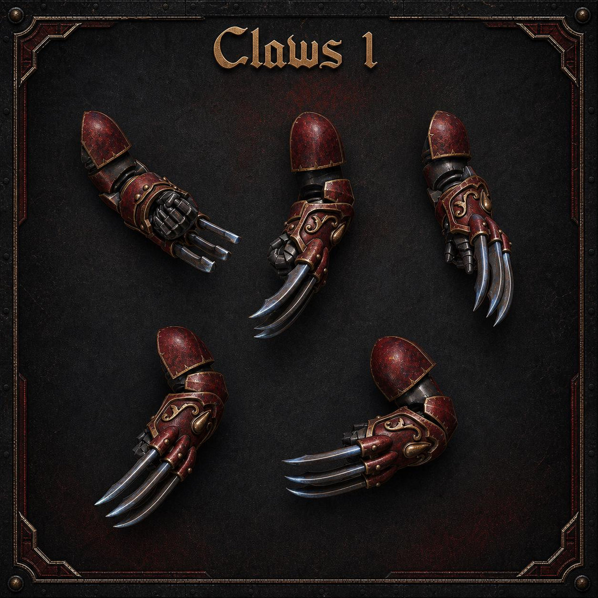 Crimson Lords Claws #1 – Blood Angels Compatible Bits, GreyTide Studio – 3D printed 16K resin bits – main photo