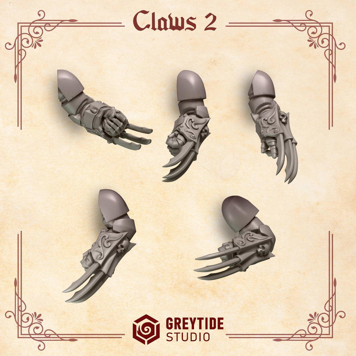 Crimson Lords Claws #2 – Blood Angels Compatible Bits, GreyTide Studio – 3D printed 16K resin bits – photo 2 of 3