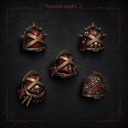 Crimson Lords Shoulderpads #2 – Blood Angels Compatible Bits, GreyTide Studio – 3D printed 16K resin bits – main photo