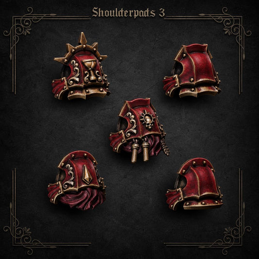 Crimson Lords Shoulderpads #3 – Blood Angels Compatible Bits, GreyTide Studio – 3D printed 16K resin bits – main photo