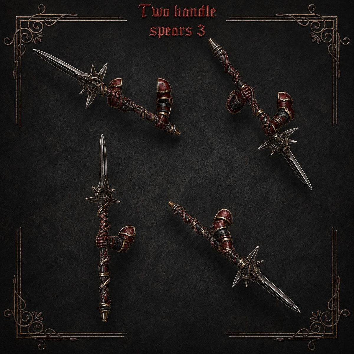 Crimson Lords Two handed spears #3 – Blood Angels Compatible Bits, GreyTide Studio – 3D printed 16K resin bits – main photo