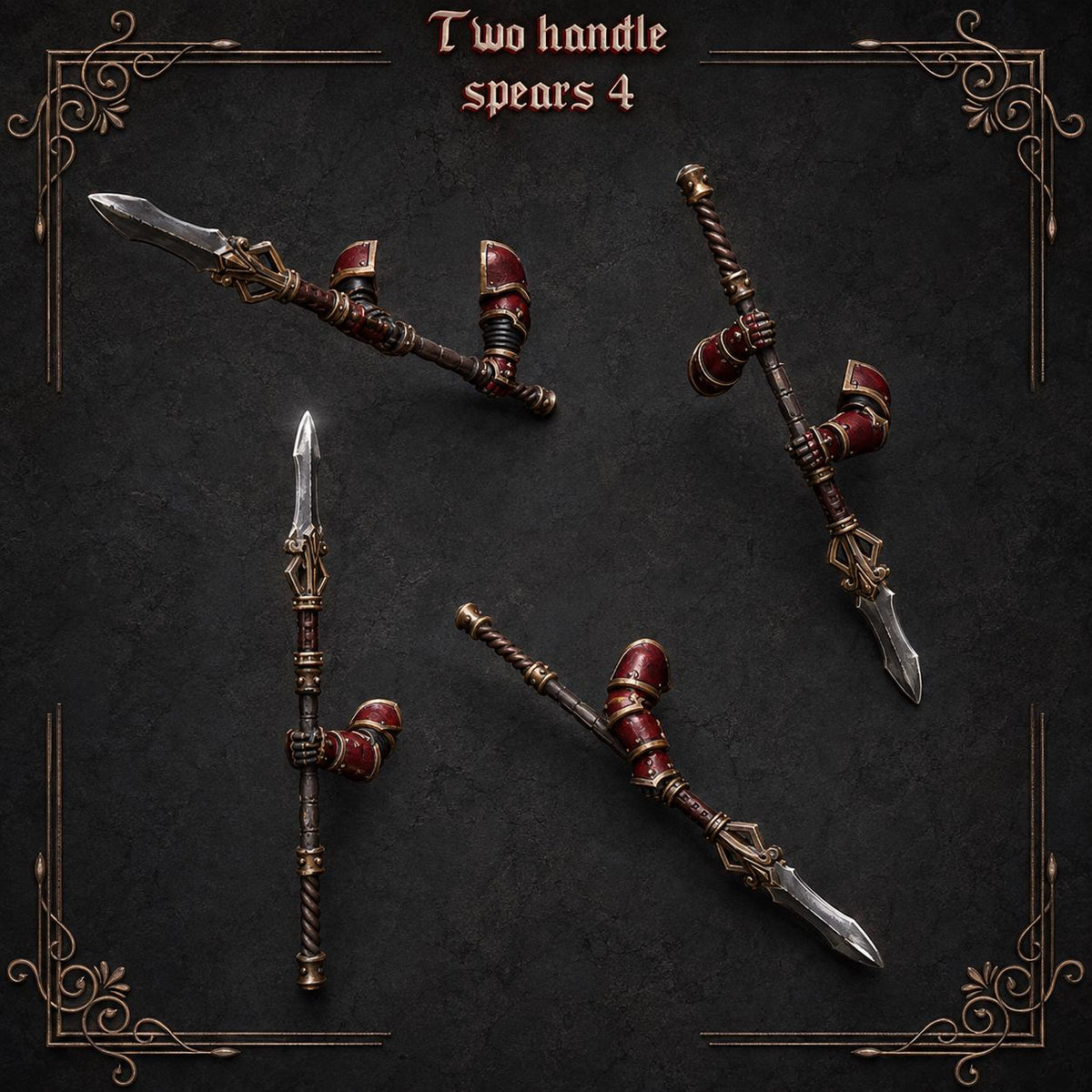 Crimson Lords Two handed spears #4 – Blood Angels Compatible Bits, GreyTide Studio – 3D printed 16K resin bits – main photo