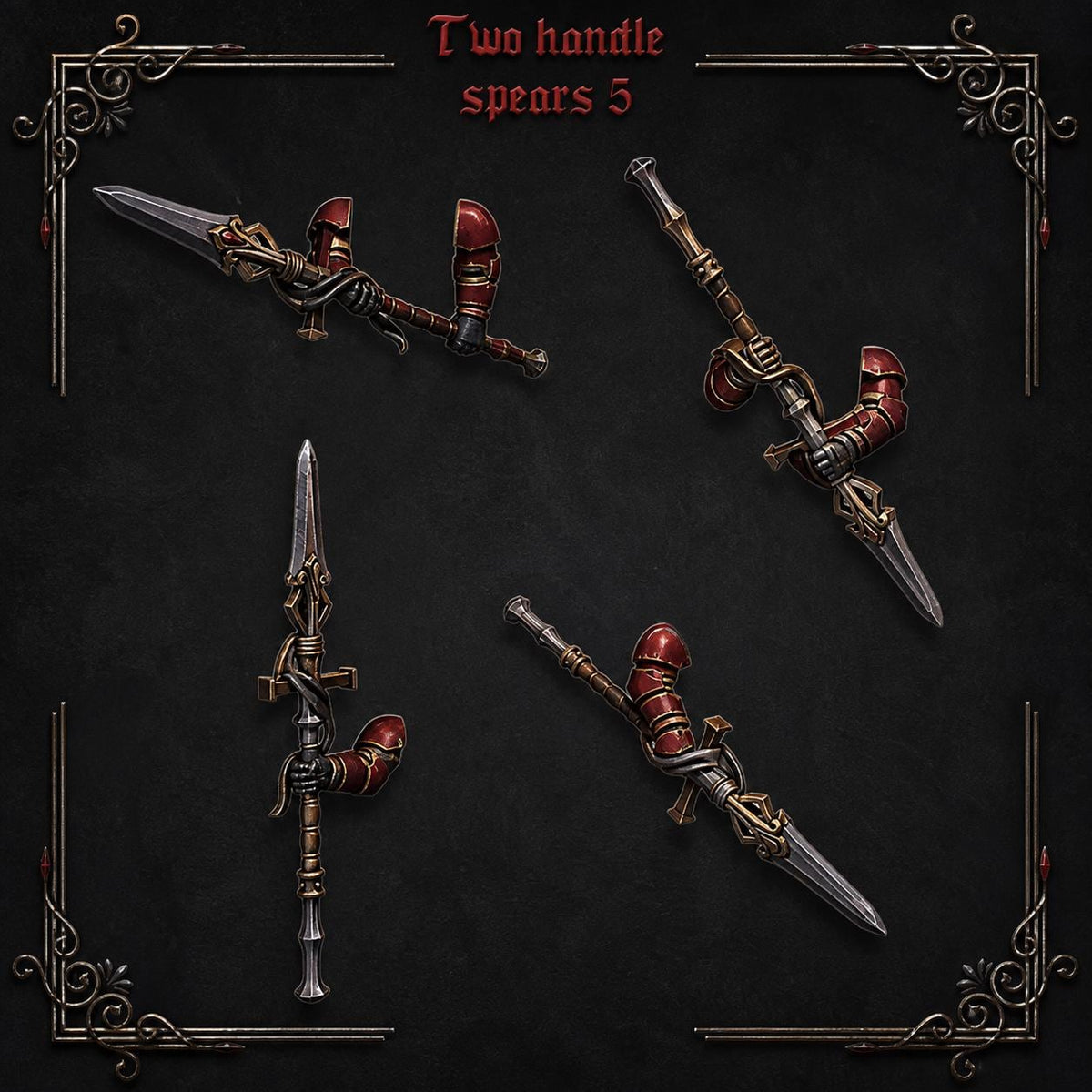 Crimson Lords Two handed spears #5 – Blood Angels Compatible Bits, GreyTide Studio – 3D printed 16K resin bits – main photo
