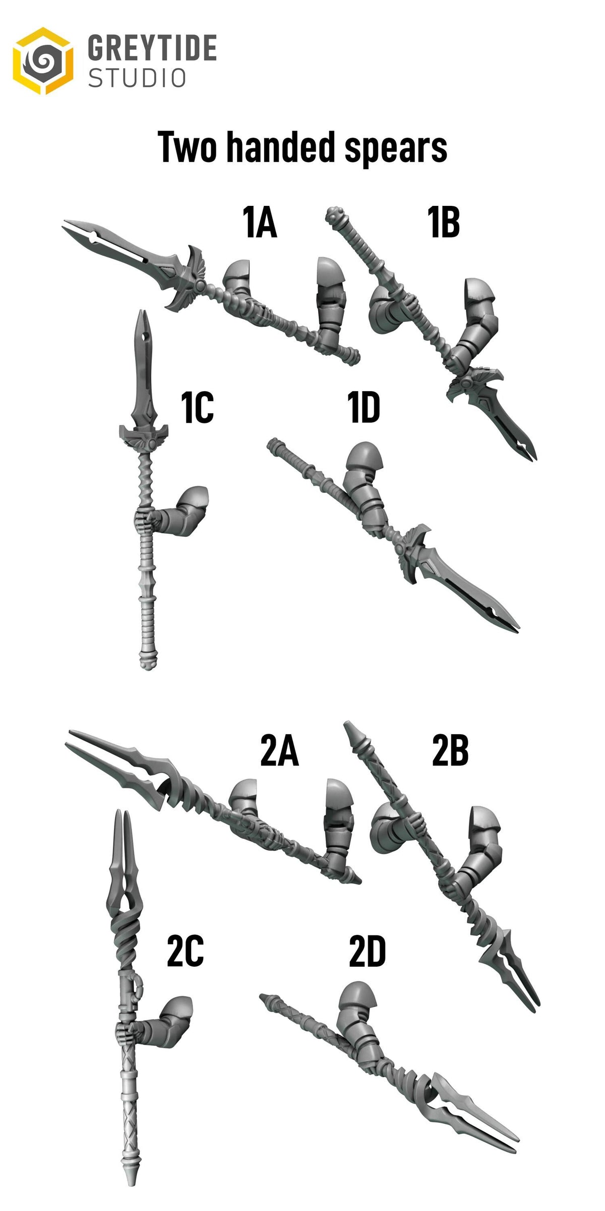Crimson Lords Two handed spears #2 – Blood Angels Compatible Bits, GreyTide Studio – 3D printed 16K resin bits – photo 2 of 2