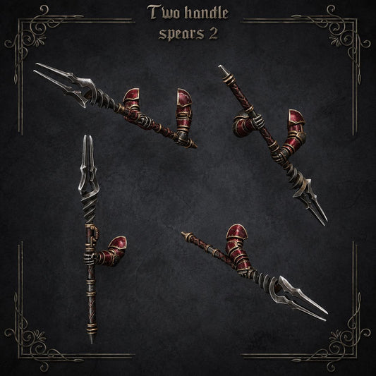 Crimson Lords Two handed spears #2 – Blood Angels Compatible Bits, GreyTide Studio – 3D printed 16K resin bits – main photo